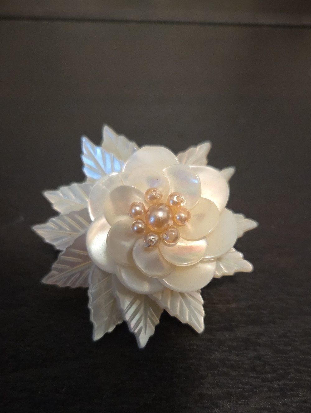 Mother Of Pearl Flower Brooch - White Floral Pin